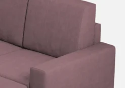 Divano 208x85cm design a tre posti con bracciolo moderno quadrato e pouf prugna DI17