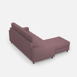 Divano 208x85cm design a tre posti con bracciolo moderno quadrato e pouf prugna DI17