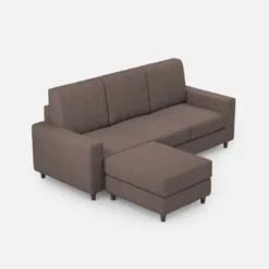 Divano 208x85cm design a tre posti con bracciolo moderno quadrato e pouf talpa DI17