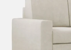 Divano 208x85cm design a tre posti con bracciolo moderno quadrato e pouf bianco latte DI17