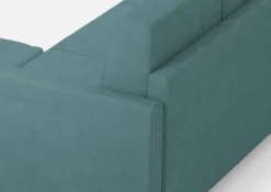 Divano 198x85cm design a tre posti comodo con pouf tessuto idrorepellente blu petrolio DI28