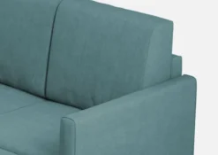 Divano 198x85cm design a tre posti comodo con pouf tessuto idrorepellente blu petrolio DI28