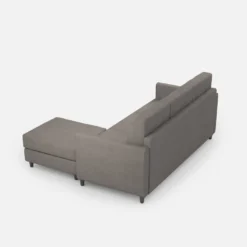 Divano 198x85cm design a tre posti comodo con pouf tessuto idrorepellente grigio DI28