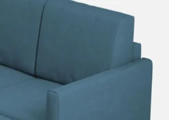 Divano 198x85cm design a tre posti comodo con pouf tessuto idrorepellente blu avio DI28