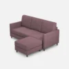 Divano 198x85cm design a tre posti comodo con pouf tessuto idrorepellente prugna DI28