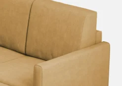 Divano 198x85cm design a tre posti comodo con pouf tessuto idrorepellente ocra DI28