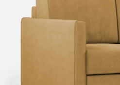 Divano 198x85cm design a tre posti comodo con pouf tessuto idrorepellente ocra DI28