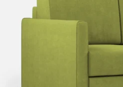 Divano 198x85cm design a tre posti comodo con pouf tessuto idrorepellente verde DI28