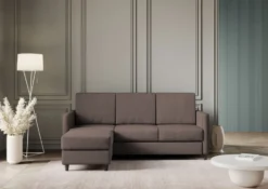 Divano 198x85cm design a tre posti comodo con pouf tessuto idrorepellente talpa DI28