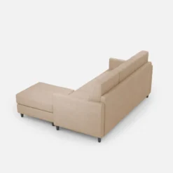 Divano 198x85cm design a tre posti comodo con pouf tessuto idrorepellente beige DI28