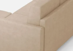 Divano 198x85cm design a tre posti comodo con pouf tessuto idrorepellente beige DI28