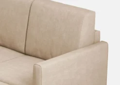 Divano 198x85cm design a tre posti comodo con pouf tessuto idrorepellente beige DI28