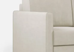 Divano 198x85cm design a tre posti comodo con pouf tessuto idrorepellente bianco latte DI28