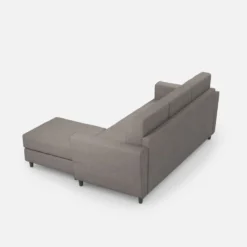Divano 212x85cm design a tre posti con piedini in legno e pouf idrorepellente grigio DI39