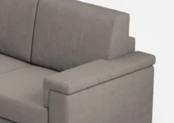 Divano 208x85cm design a tre posti con bracciolo squadrato tessuto idrorepellente grigio DI3