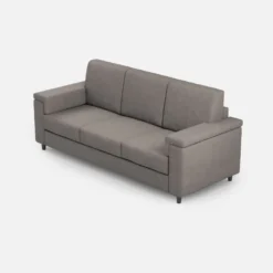 Divano 208x85cm design a tre posti con bracciolo squadrato tessuto idrorepellente grigio DI3