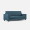 Divano 208x85cm design a tre posti con bracciolo squadrato tessuto idrorepellente blu avio DI3
