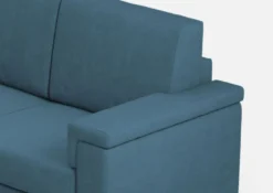 Divano 208x85cm design a tre posti con bracciolo squadrato tessuto idrorepellente blu avio DI3