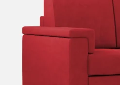 Divano 208x85cm design a tre posti con bracciolo squadrato tessuto idrorepellente rosso DI3