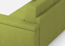 Divano 208x85cm design a tre posti con bracciolo squadrato tessuto idrorepellente verde DI3