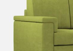 Divano 208x85cm design a tre posti con bracciolo squadrato tessuto idrorepellente verde DI3