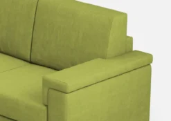 Divano 208x85cm design a tre posti con bracciolo squadrato tessuto idrorepellente verde DI3