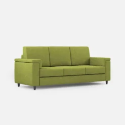 Divano 208x85cm design a tre posti con bracciolo squadrato tessuto idrorepellente verde DI3
