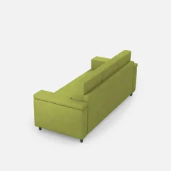 Divano 208x85cm design a tre posti con bracciolo squadrato tessuto idrorepellente verde DI3