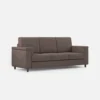 Divano 208x85cm design a tre posti con bracciolo squadrato tessuto idrorepellente talpa DI3