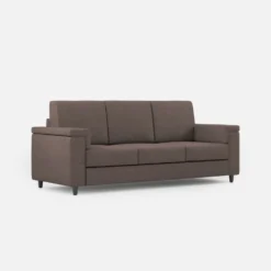 Divano 208x85cm design a tre posti con bracciolo squadrato tessuto idrorepellente talpa DI3
