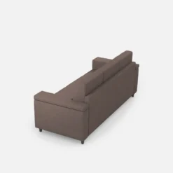 Divano 208x85cm design a tre posti con bracciolo squadrato tessuto idrorepellente talpa DI3