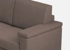 Divano 208x85cm design a tre posti con bracciolo squadrato tessuto idrorepellente talpa DI3