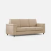 Divano 208x85cm design a tre posti con bracciolo squadrato tessuto idrorepellente beige DI3