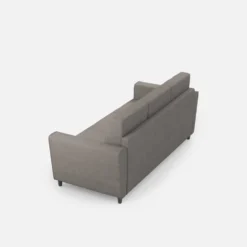 Divano 212x85cm design a tre posti con piedini in legno e tessuto idrorepellente grigio DI36