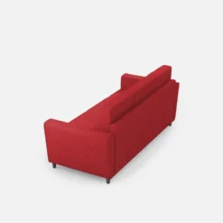 Divano 212x85cm design a tre posti con piedini in legno e tessuto idrorepellente rosso DI36