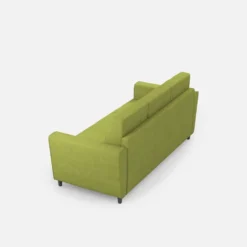 Divano 212x85cm design a tre posti con piedini in legno e tessuto idrorepellente verde DI36