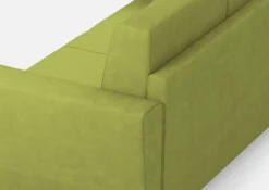 Divano 212x85cm design a tre posti con piedini in legno e tessuto idrorepellente verde DI36