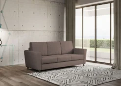 Divano 212x85cm design a tre posti con piedini in legno e tessuto idrorepellente talpa DI36