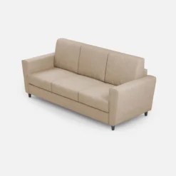 Divano 212x85cm design a tre posti con piedini in legno e tessuto idrorepellente beige DI36