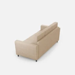 Divano 212x85cm design a tre posti con piedini in legno e tessuto idrorepellente beige DI36