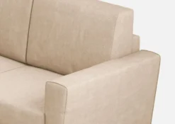 Divano 212x85cm design a tre posti con piedini in legno e tessuto idrorepellente beige DI36