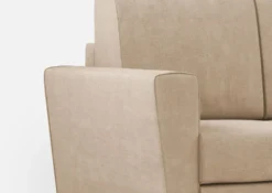 Divano 212x85cm design a tre posti con piedini in legno e tessuto idrorepellente beige DI36