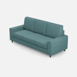 Divano 208x85cm design a tre posti con bracciolo moderno quadrato idrorepellente blu petrolio DI14