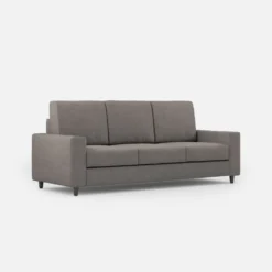 Divano 208x85cm design a tre posti con bracciolo moderno quadrato idrorepellente grigio DI14