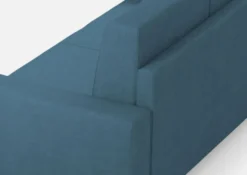 Divano 208x85cm design a tre posti con bracciolo moderno quadrato idrorepellente blu avio DI14