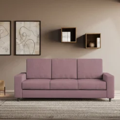 Divano 208x85cm design a tre posti con bracciolo moderno quadrato idrorepellente prugna DI14