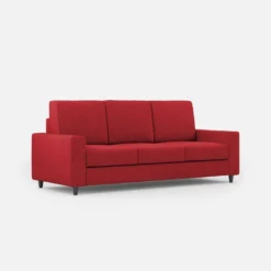 Divano 208x85cm design a tre posti con bracciolo moderno quadrato idrorepellente rosso DI14