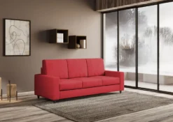Divano 208x85cm design a tre posti con bracciolo moderno quadrato idrorepellente rosso DI14