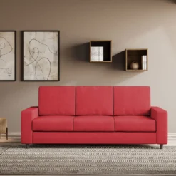 Divano 208x85cm design a tre posti con bracciolo moderno quadrato idrorepellente rosso DI14