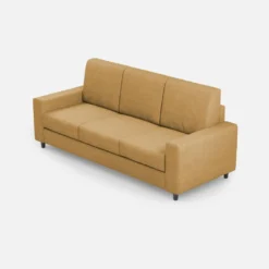 Divano 208x85cm design a tre posti con bracciolo moderno quadrato idrorepellente ocra DI14